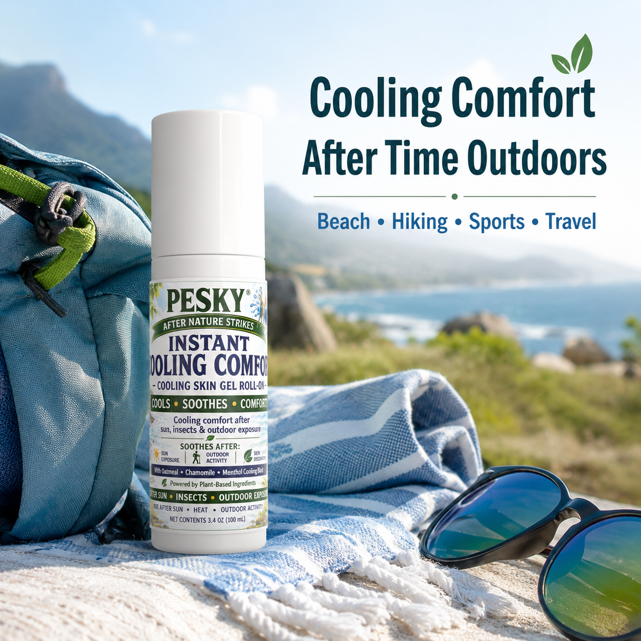 After Nature Strikes™ PESKY® Cooling Roll-On Outdoor Skin Comfort Formula